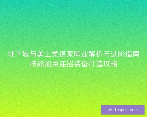 地下城与勇士柔道家职业解析与进阶指南技能加点连招装备打造攻略